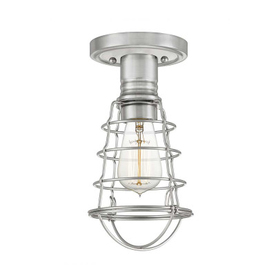 Quoizel - Mixon - Lampada da soffito in stile industrial con struttura in acciaio - Colore: Nichel - 1 Lampadina - E27 - 60W - IP20 - SKU: QZ-MIXON-SF-BN