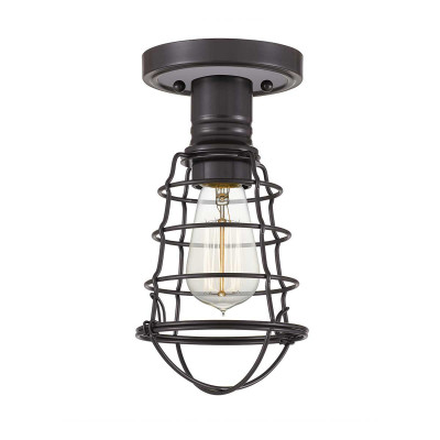 Quoizel - Mixon - Lampada da soffito in stile industrial con struttura in acciaio - Colore: Bronzo - 1 Lampadina - E27 - 60W - IP20 - SKU: QZ-MIXON-SF-PN