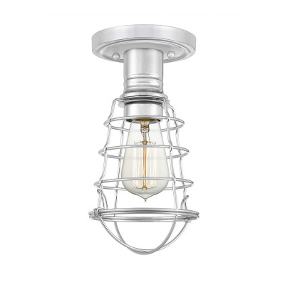 Quoizel - Mixon - Lampada da soffito in stile industrial con struttura in acciaio - Colore: Cromato - 1 Lampadina - E27 - 60W - IP20 - SKU: QZ-MIXON-SF-PC