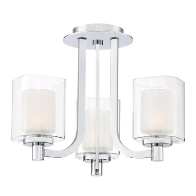 Quoizel - Kolt - Lampada da soffitto da bagno struttura in acciaio e 3 diffusori in vetro opalino - Colore: Cromato - 3 Lampadine G9 3W - IP44 - SKU: QZ-KOLT-SF-PC-BATH