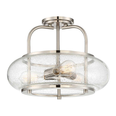 Quoizel - Trilogy - Lampada da soffitto grande moderna in acciaio e diffusore in vetro 3 lampadine - Colore: Nichel - 3 Lampadine E27 60W - IP20 - SKU: QZ-TRILOGY-SFM-BN