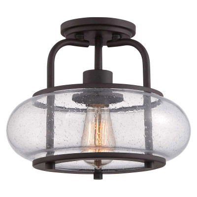 Quoizel - Trilogy - Lampada da soffitto media moderna in acciaio e diffusore in vetro - Colore: Bronzo - 1 Lampadina E27 60W - IP20 - SKU: QZ-TRILOGY-SF-S