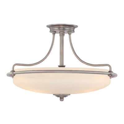Quoizel - Griffin - Lampada da soffitto moderna grande in acciaio con diffusore in vetro 4 lampadine - Colore: Nichel - 4 Lampadine - E27 - 100W - IP20 - SKU: QZ-GRIFFIN-SFM-AN