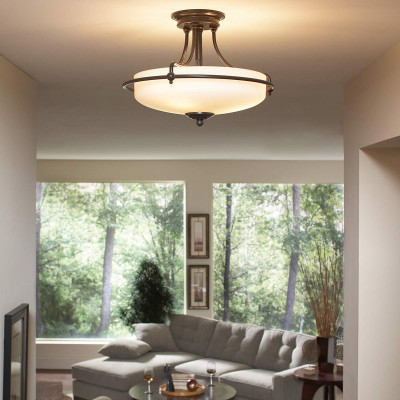 Quoizel - Griffin - Lampada da soffitto moderna grande in acciaio con diffusore in vetro 4 lampadine - 4 Lampadine E27 100W - IP20 - SKU: QZ-GRIFFIN-SFM
