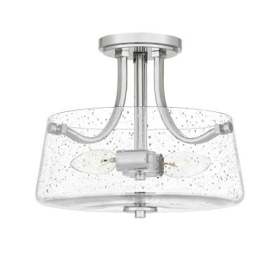Quoizel - Hollister - Lampada da soffitto moderna in acciaio con diffusore in vetro con 2 lampadine - Colore: Nichel - 2 Lampadine - E27 - 60W - IP20 - SKU: QZ-HOLLISTER-SF-PN