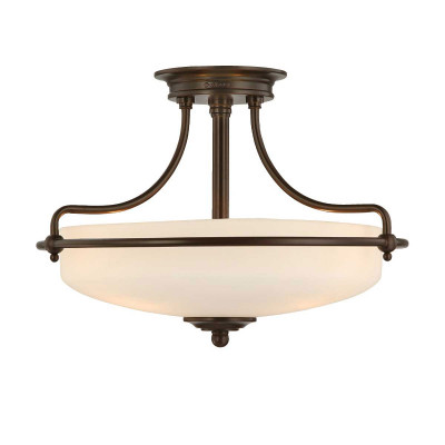 Quoizel - Griffin - Lampada da soffitto moderna media in acciaio con diffusore in vetro 3 lampadine - Colore: Bronzo - 3 Lampadine - E27 - 100W - IP20 - SKU: QZ-GRIFFIN-SFS-PN
