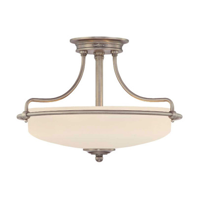 Quoizel - Griffin - Lampada da soffitto moderna media in acciaio con diffusore in vetro 3 lampadine - Colore: Nichel - 3 Lampadine - E27 - 100W - IP20 - SKU: QZ-GRIFFIN-SFS-AN