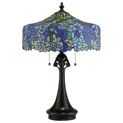 Quoizel - Coba Light - Lampada da tavolo classica in acciaio con paralume in vetro tiffany a 1 luce - Colore: Bronzo - 3 Lampadine E27 60W - IP20 - SKU: QZ-COBALT-TL