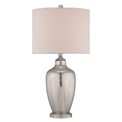  Quoizel - Nicolls - Lampada da tavolo in vetro con paralume in tessuto a 1 luce dal design moderno - Colore: Grigio - 1 Lampadina E27 100W - IP20 - SKU: QZ-NICOLLS 