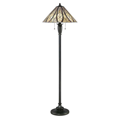 Quoizel - Victory - Lampada da terra classica con struttura in acciaio e diffusore in vetro - Colore: Bronzo - 2 Lampadine E27 60W - IP20 - SKU: QZ-VICTORY-FL