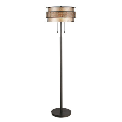 Quoizel - Laguna - Lampada piantana con struttura in metallo rotonda diffusore in vetro a 2 luci - Colore: Rame - 2 Lampadine E27 60W - IP20 - SKU: QZ-LAGUNA-FL-A