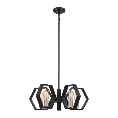 Quoizel - Bismarck - Lampadario con struttura in acciaio dal design moderno a 5 luci - Colore: Nero - 5 Lampadine E27 60W - IP20 - SKU: QZ-BISMARCK5-EK