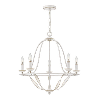 Quoizel - Bradbury - Lampadario grande dal design rustico in acciaio con diffusore a 5 luci - 5 Lampadine E14 40W - IP20 - SKU: QZ-BRADBURY5