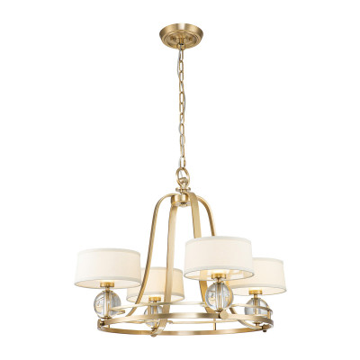 Quoizel - Uptown Carnegie - Lampadario moderno in metallo con diffusori in lino a 4 luci LED G9 - Colore: Ottone - 4 Lampadine - G9 - 3W - IP20 - SKU: QZ-GOTHAM4-BB