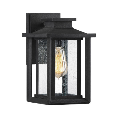 Quoizel - Wakefield - Lanterna da parete piccola con 1 luce per esterno dal design rustico - Colore: Nero - 1 Lampadina E27 60W - IP44 - SKU: QZ-WAKEFIELD-S-TBK