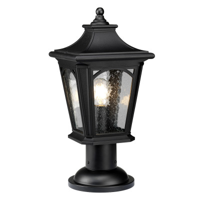 Quoizel - Bedford - Lampioncino da giardino con diffusore a 1 luce dal design rustico - Colore: Nero - 1 Lampadina E27 100W - IP44 - SKU: QZ-BEDFORD3-M