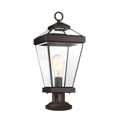 Quoizel - Ravine - Lampioncino da giardino rustico in acciaio diffusore in vetro a 1 luce - Colore: Bronzo - 1 Lampadina E27 60W - IP44 - SKU: QZ-RAVINE3-M