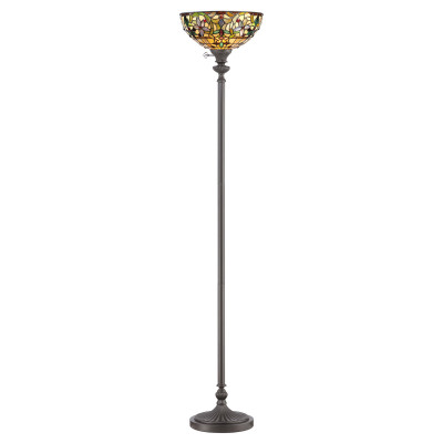Quoizel - Kami - Piantana in stile classico in metallo e diffusore in vetro tiffany 1 luce - Colore: Bronzo - 1 Lampadina E27 100W - IP20 - SKU: QZ-KAMI-UL
