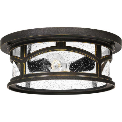 Quoizel - Marblehead - Plafoniera da esterno rustica con struttura in resina e diffusore in vetro - 2 Lampadine E27 40W - IP44 - SKU: QZ-MARBLEHEAD