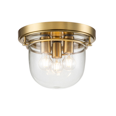 Quoizel - Whistling - Plafoniera grande per bagno con struttura in acciaio e campana in vetro a 3 luci - 3 Lampadine E27 40W - IP44 - SKU: QZ-WHISTLING
