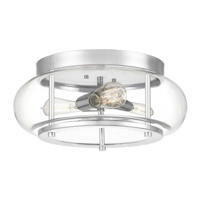 Quoizel - Trilogy - Plafoniera grande per bagno con struttura in acciaio e diffusore in vetro 3 luci - Colore: Cromato - 3 Lampadine E27 40W - IP44 - SKU: QZ-TRILOGY-F-M-BATH