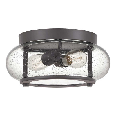Quoizel - Trilogy - Plafoniera media in acciaio con diffusore in vetro dal design moderno a 2 luci - Colore: Bronzo - 2 Lampadine E27 60W - IP20 - SKU: QZ-TRILOGY-FS-OZ