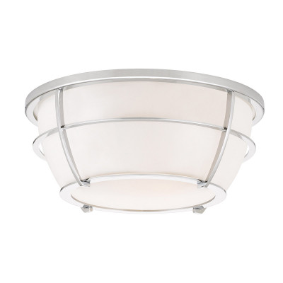 Quoizel - Chance - Plafoniera moderna con struttura in acciaio con diffusore in vetro opalino - Colore: Cromato - 2 Lampadine E27 60W - IP44 - SKU: QZ-CHANCE-F-PC