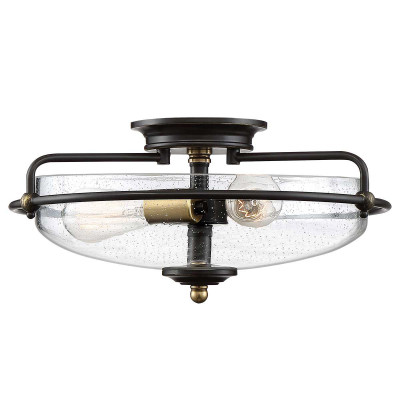Quoizel - Griffin - Plafoniera moderna con struttura in acciaio con diffusore in vetro trasparente - Colore: Bronzo - 3 Lampadine E27 60W - IP20 - SKU: QZ-GRIFFIN-F-C-PNAB