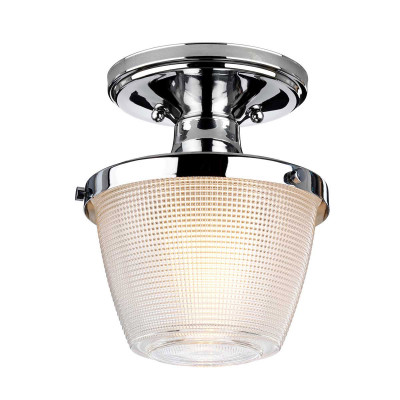 Quoizel - Dublino - Plafoniera moderna per bagno con struttura in acciaio e diffusore in vetro - Colore: Cromato - 1 Lampadina - E27 - 60W - IP44 - SKU: QZ-DUBLIN-SF-PC