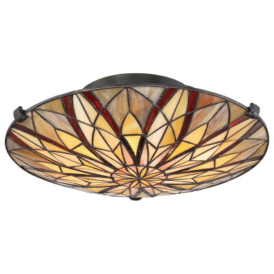 Quoizel - Victory - Plafoniera rotonda classica con struttura in acciaio e diffusore in vetro - Colore: Bronzo - 2 Lampadine E27 60W - IP20 - SKU: QZ-VICTORY-SF