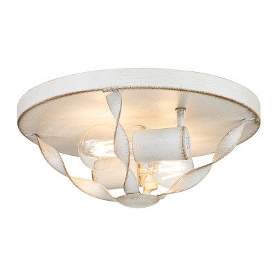 Quoizel - Bradbury - Plafoniera rotonda dal design rustico in acciaio con diffusore a 2 luci - 2 Lampadine E14 40W - IP20 - SKU: QZ-BRADBURY-F