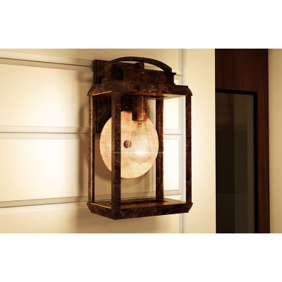 Quoizel - Byron - Lanterna da parete piccola rustica in metallo con diffusore in vetro a 1 luce - 1 Lampadina E27 100W - IP44 - SKU: QZ-BYRON-S/