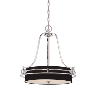 Quoizel Uptown Carnegie Lampada a sospensione moderna in metallo con diffusori in lino a 4 luci LED G9 Colore: Argento