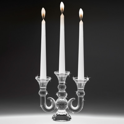 Ranoldi - Candeliere in cristallo con tre fiamme dal design elegante - Colore: Trasparente - SKU: CBB360