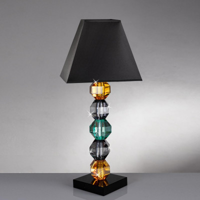  Ranoldi - Lampada moderna in cristallo con paralume in pvc e tessuto - Colore: Turchese/Nero - 1 Lampadina E27 60W - SKU: LC360 