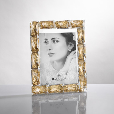 Ranoldi - Portafoto a mosaico in cristallo dal design moderno ed elegante - Colore: Oro - Foto 13x18 - SKU: MM154/ORO