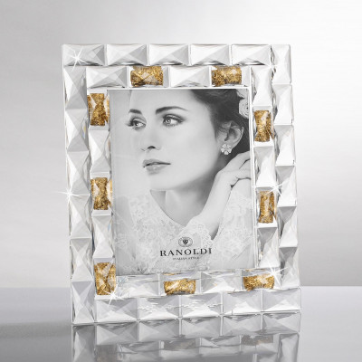 Ranoldi - Portafoto a mosaico in cristallo dal design moderno - Colore: Trasparente - Foto 20x25 - SKU: MM157/ORO