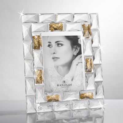 Ranoldi - Portafoto a mosaico in cristallo dal design moderno - Colore: Trasparente - SKU: MM156/ORO