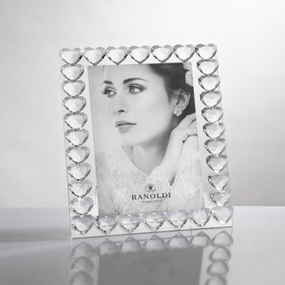 Ranoldi - Portafoto con cornice in cristallo a cuori - Colore: Trasparente - Foto 13x18 - SKU: CX5348