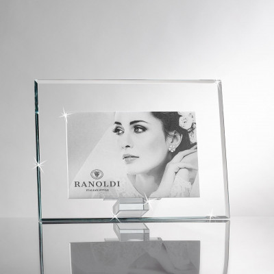 Ranoldi - Portafoto con cornice in cristallo orizzontale dal design moderno ed elegante - Colore: Trasparente - Foto 25x20 - SKU: C6122