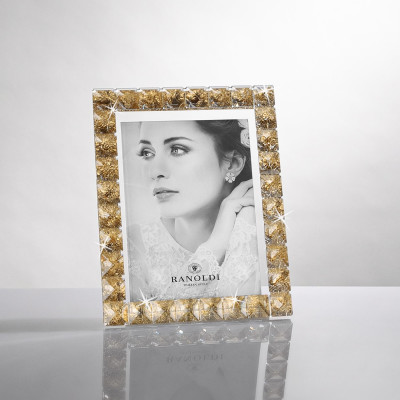 Ranoldi Portafoto in cristallo a mosaico dal design moderno ed elegante Foto 13x18 Colore: Oro
