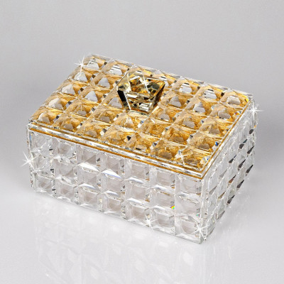 Ranoldi - Portagioie medio in cristallo mosaico con coperchio - Colore: Oro - SKU: MM144/ORO