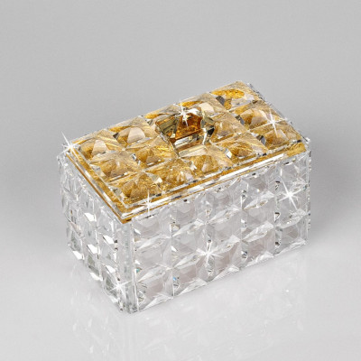 Ranoldi - Portagioie piccolo in cristallo mosaico con coperchio - Colore: Oro - SKU: MM142/ORO