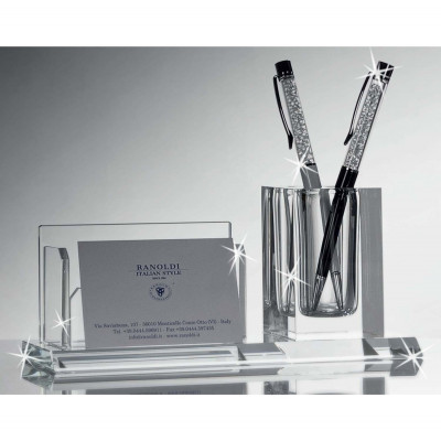 Ranoldi - Set scrivania in cristallo - Colore: Trasparente - SKU: CB104