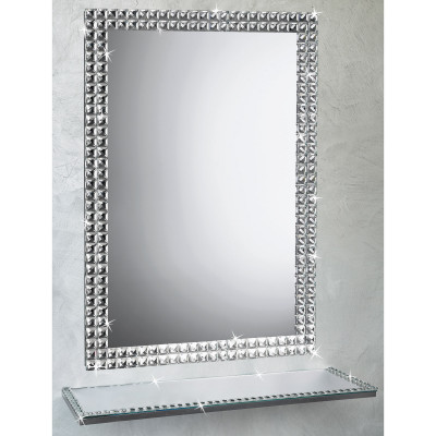 Ranoldi - Specchio da parete con cornice in cristallo taglio diamante dal design moderno - SKU: CX5153