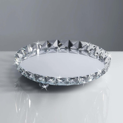  Ranoldi - Vassoio in cristallo rotondo specchiato - Colore: Trasparente - SKU: CX5342 
