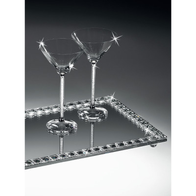  Ranoldi - Vassoio rettancolare specchiato con dettagli in cristallo - Colore: Trasparente - SKU: CX5219/NEW 