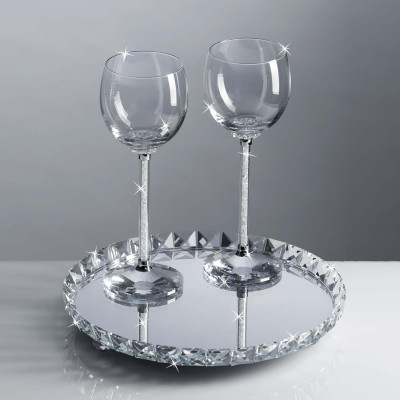  Ranoldi - Vassoio rotondo in cristallo specchiato - Colore: Trasparente - SKU: CX5341 