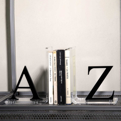 Vesta - Reggilibri set 2pz con struttura in plexiglass dalle linea moderna - Colore: Nero - SKU: 0890210