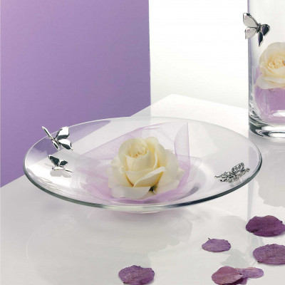  Bongelli Preziosi - Centro tavola in vetro trasparente con farfalle in argento in stile moderno - SKU: ME123 